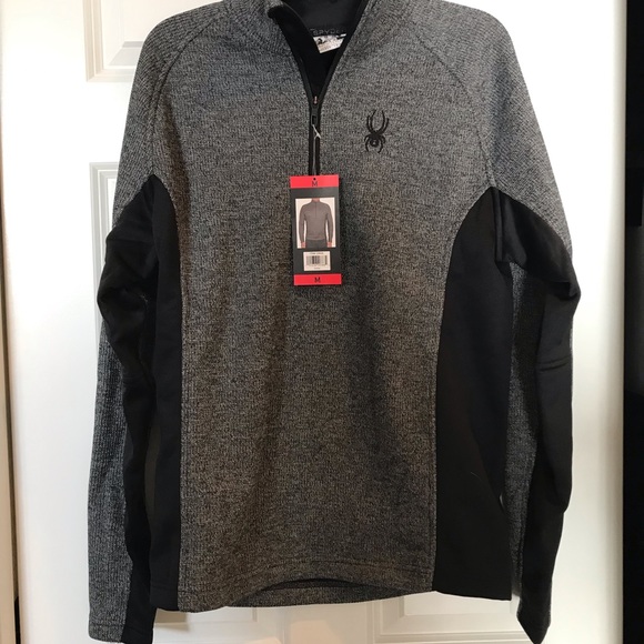 🆕 Spyder Men's Half-Zip Outbound Stryke Sweater Jacket - M - Grey - Picture 3 of 8